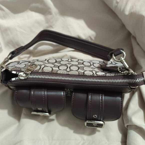 Coach Double-Pocket Brown Saddle Bag - Picture 9 of 12